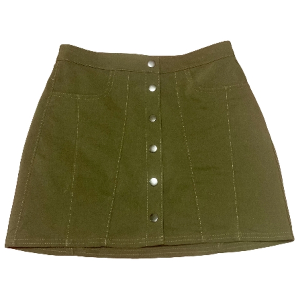Express Olive Button Down Skirt Women's Size 6 - Picture 1 of 13